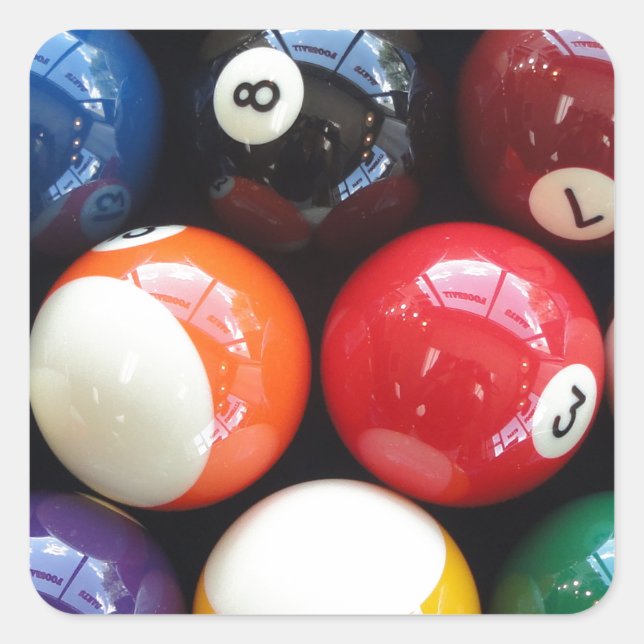 Shiny Pool balls close up Square Sticker (Front)