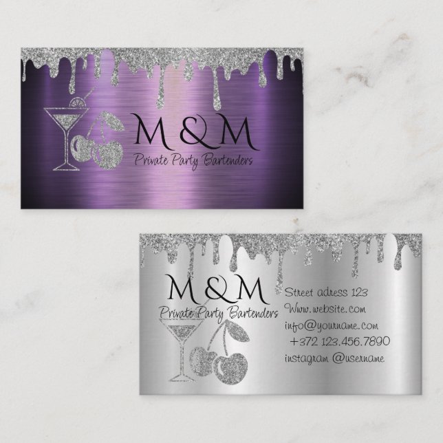 Shiny Private Party Bartender Business Card (Front/Back)