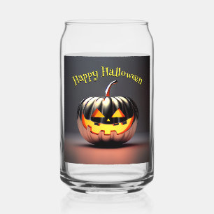 Shiny Pumpkin Halloween Can Glass