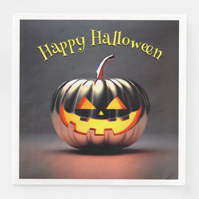Shiny Pumpkin Halloween Napkin (Front)