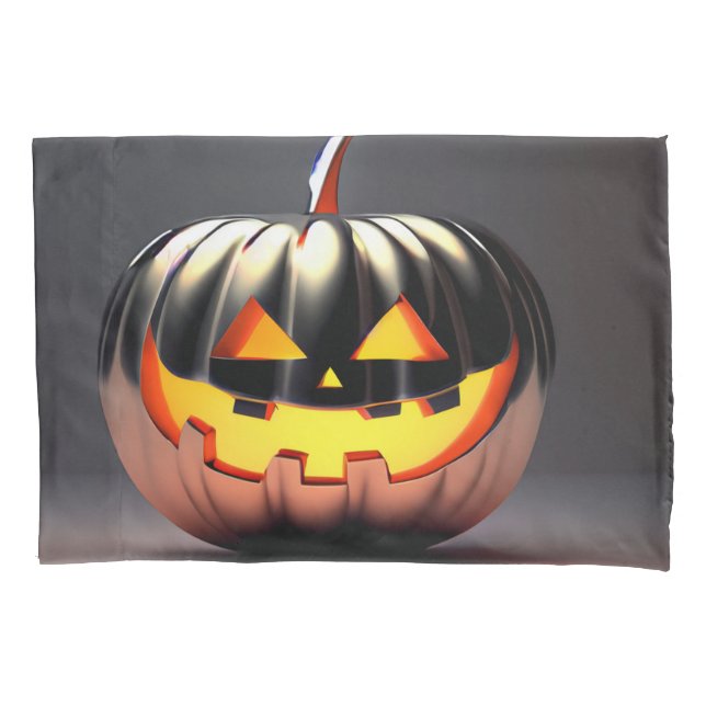 Shiny Pumpkin Halloween Pillowcase (Front)