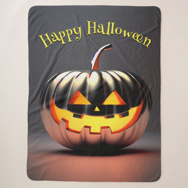Shiny Pumpkin Halloween Sherpa Blanket (Front)