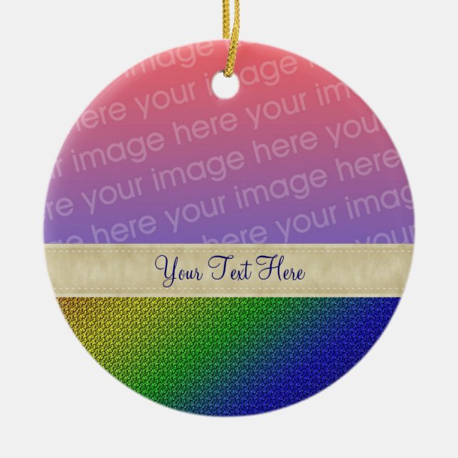 Shiny Rainbow Stripes Your Photo Ornament (Front)