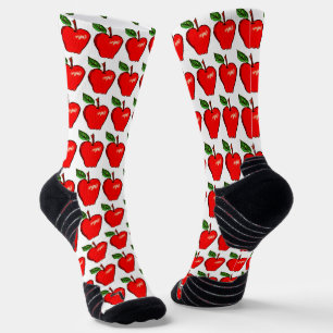 Shiny Red Apple Design Socks