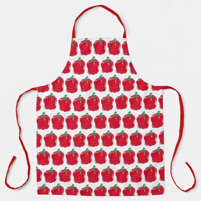 Shiny Red Bell Pepper Garden Veg Vegetable Food Apron (Front)