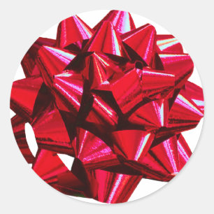 Shiny Red Bow Classic Round Sticker