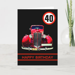 Shiny Red Car Happy 40th Birthday Card