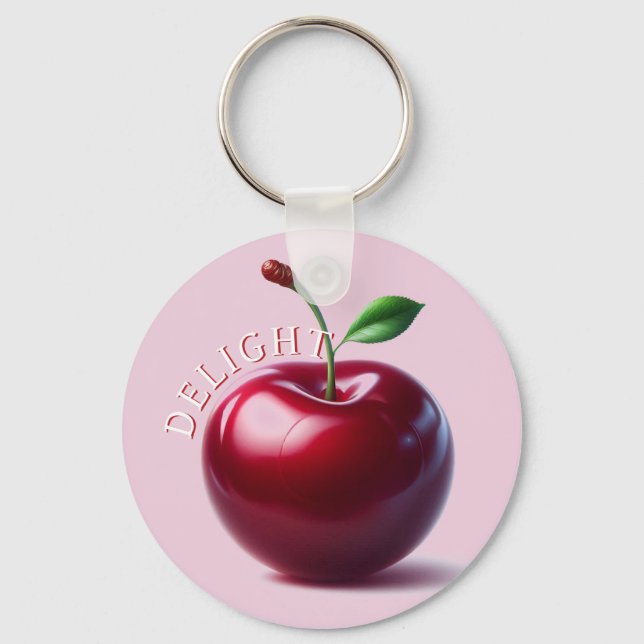Shiny Red Cherry Delight  Key Ring (Front)