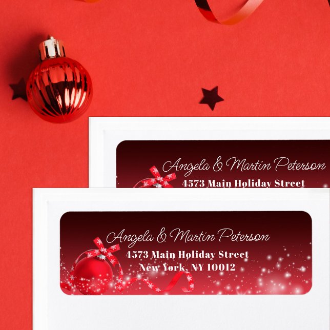 Shiny Red Christmas Bauble Return Address Label (Creator Uploaded)