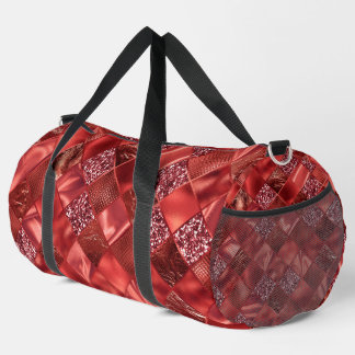 SHINY RED DIAMOND TEXTURE LOOK DUFFLE BAG
