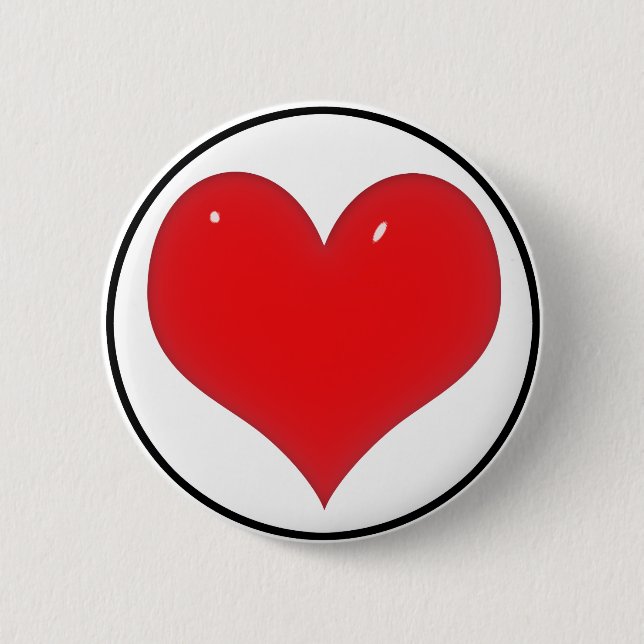 Shiny Red Heart 6 Cm Round Badge (Front)