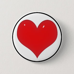 Shiny Red Heart 6 Cm Round Badge