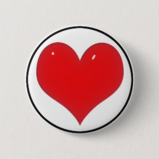 Shiny Red Heart 6 Cm Round Badge