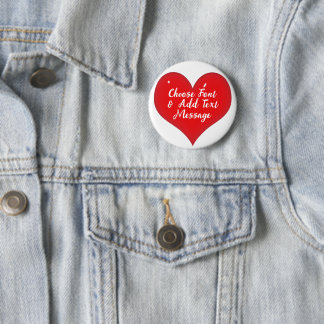 Shiny Red Heart 6 Cm Round Badge