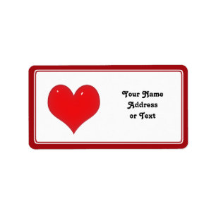 Shiny Red Heart of Love Label