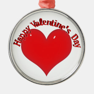 Shiny Red Heart Valentine Metal Tree Decoration