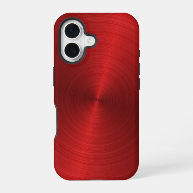 Shiny Red Metallic Design iPhone 16 Case (Back)