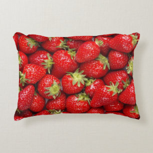 Shiny Red Strawberries Decorative Cushion