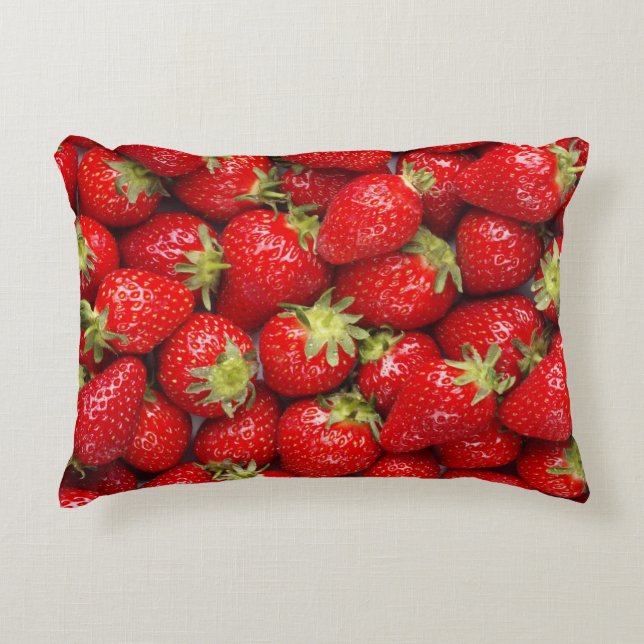 Shiny Red Strawberries Decorative Cushion (Front)