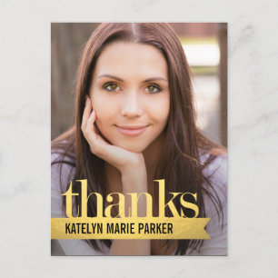 Shiny Ribbon Graduation Thank You Card