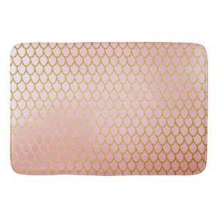 Shiny Rose Blush Gold Glitter Mermaid Scales Bath Mat