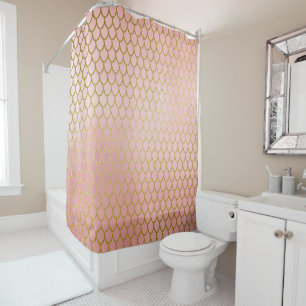 Shiny Rose Blush Gold Glitter Mermaid Scales Shower Curtain