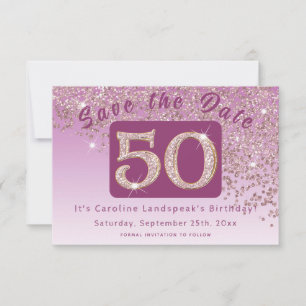Shiny Rose Gold Glitter for 50th Birthday Save The Date