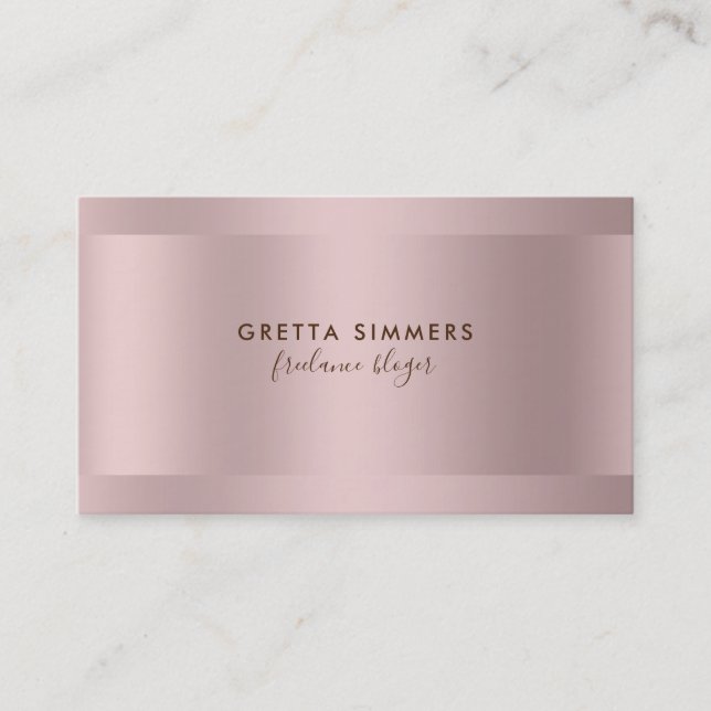 Shiny Rose-Gold Stripes Business Card (Front)