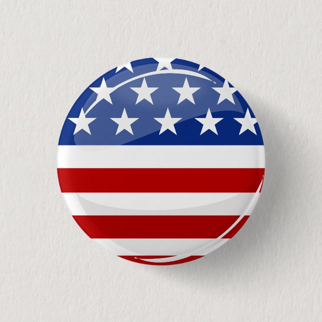 Shiny Round American Flag 3 Cm Round Badge (Front)