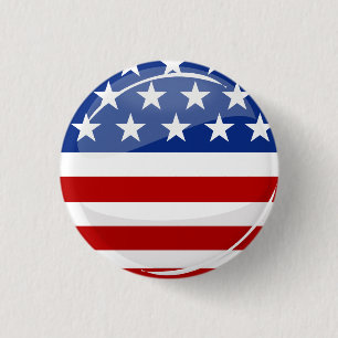 Shiny Round American Flag 3 Cm Round Badge