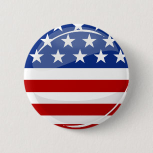 Shiny Round American Flag 6 Cm Round Badge