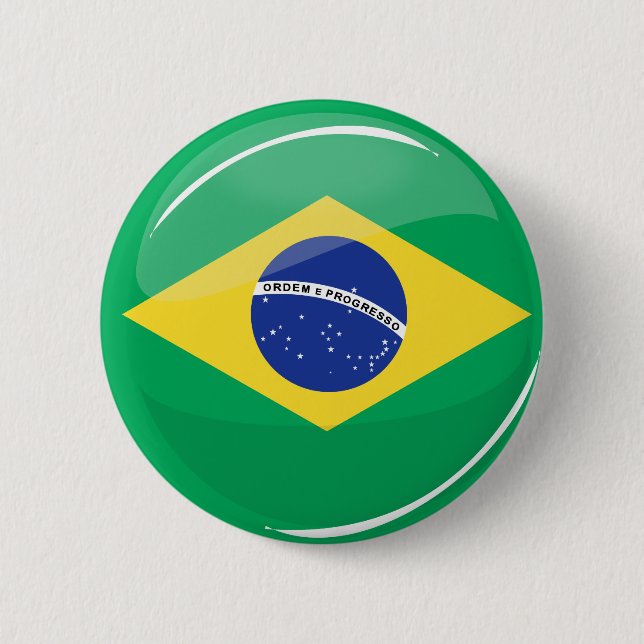 Shiny Round Brazilian Flag 6 Cm Round Badge (Front)