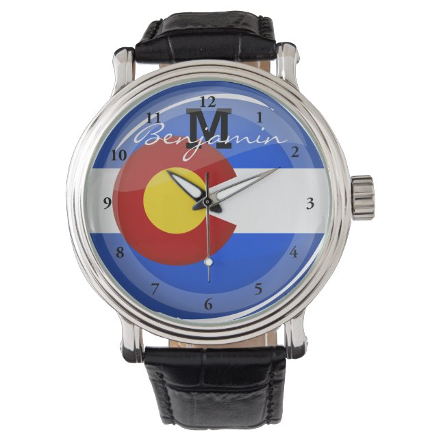 Shiny Round Colorado Flag Watch (Front)