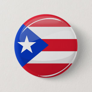 Shiny Round Puerto Rican Flag 6 Cm Round Badge