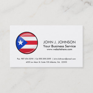 Shiny Round Puerto Rican Flag Business Card