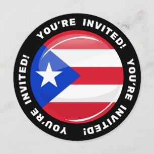Shiny Round Puerto Rican Flag Invitation