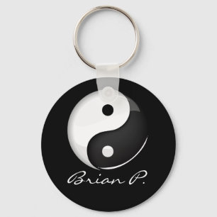 Shiny Round Yin Yang Symbol Custom Key Ring
