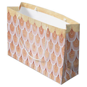 Shiny Salmon Pink Glitter Mermaid Fish Scales Large Gift Bag