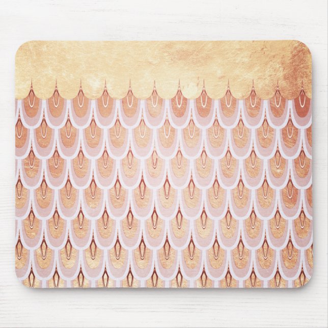 Shiny Salmon Pink Glitter Mermaid Fish Scales Mouse Mat (Front)