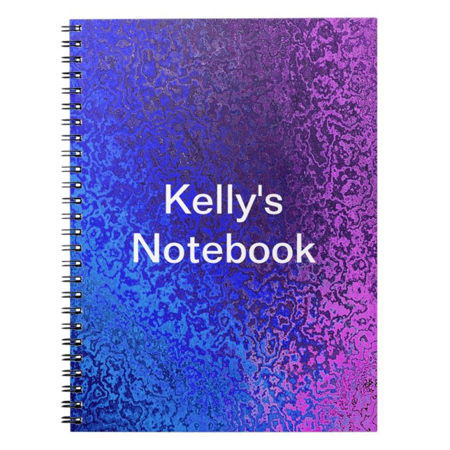 Shiny Shades of Blue & Purple Add Name Notebook (Front)