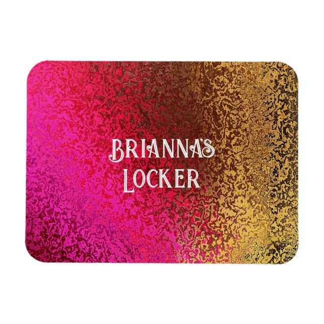 Shiny Shades of Pink & Gold Add Name Magnet (Horizontal)
