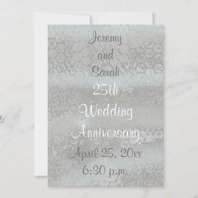 Shiny Silver 25th Wedding Anniversary Invitations (Front)