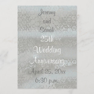 Shiny Silver 25th Wedding Anniversary Invitations
