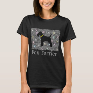 Shiny Silver Glitter, Cute Fox Terrier silhouette T-Shirt