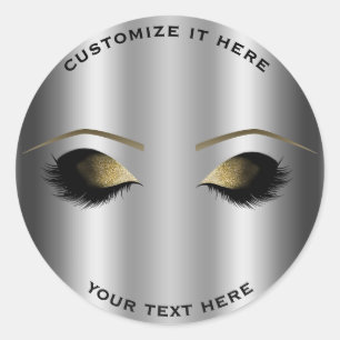 Shiny Silver Gold Makeup Eyelashes Glam Custom Classic Round Sticker