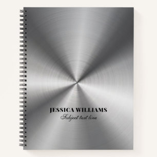 Shiny Silver Grey Stainless Steel Look Notebook