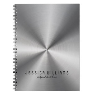 Shiny Silver Grey Stainless Steel Look Notebook