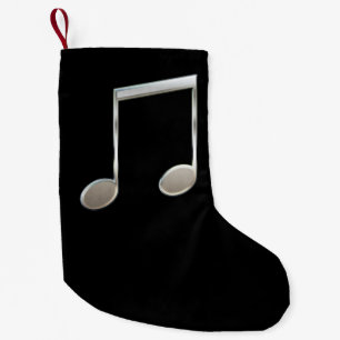 Shiny Silver Music Notation Beamed Whole Notes Small Christmas Stocking