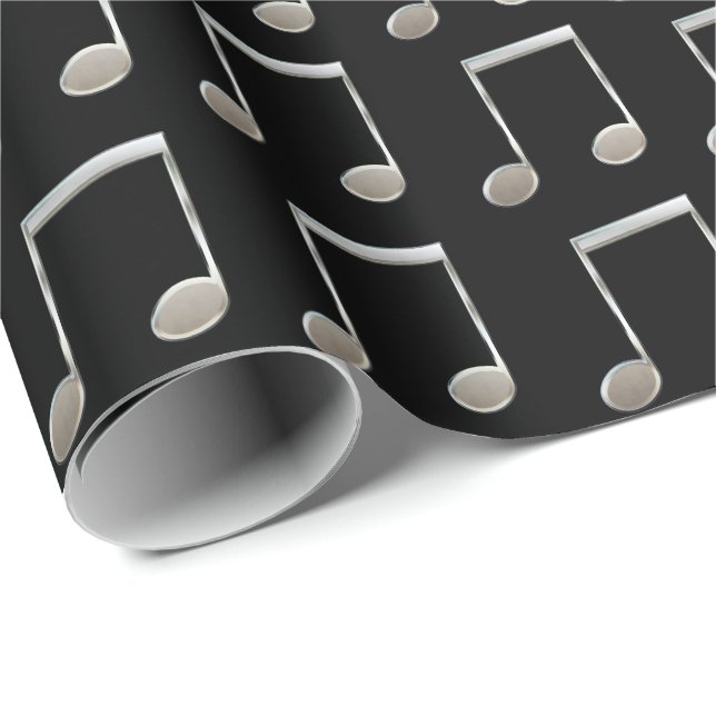 Shiny Silver Music Notation Beamed Whole Notes Wrapping Paper (Roll Corner)