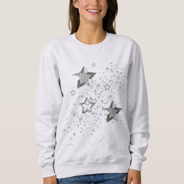 Shiny Silver Stars & Confetti Sweatshirt (Front)